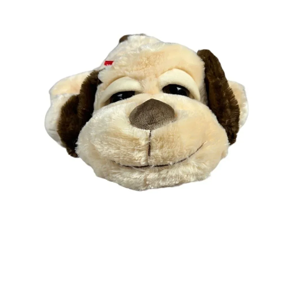 Hugfun Beagle Plush Realistic Tan Large Eyes Floppy Big Head Long Dog Red Bow